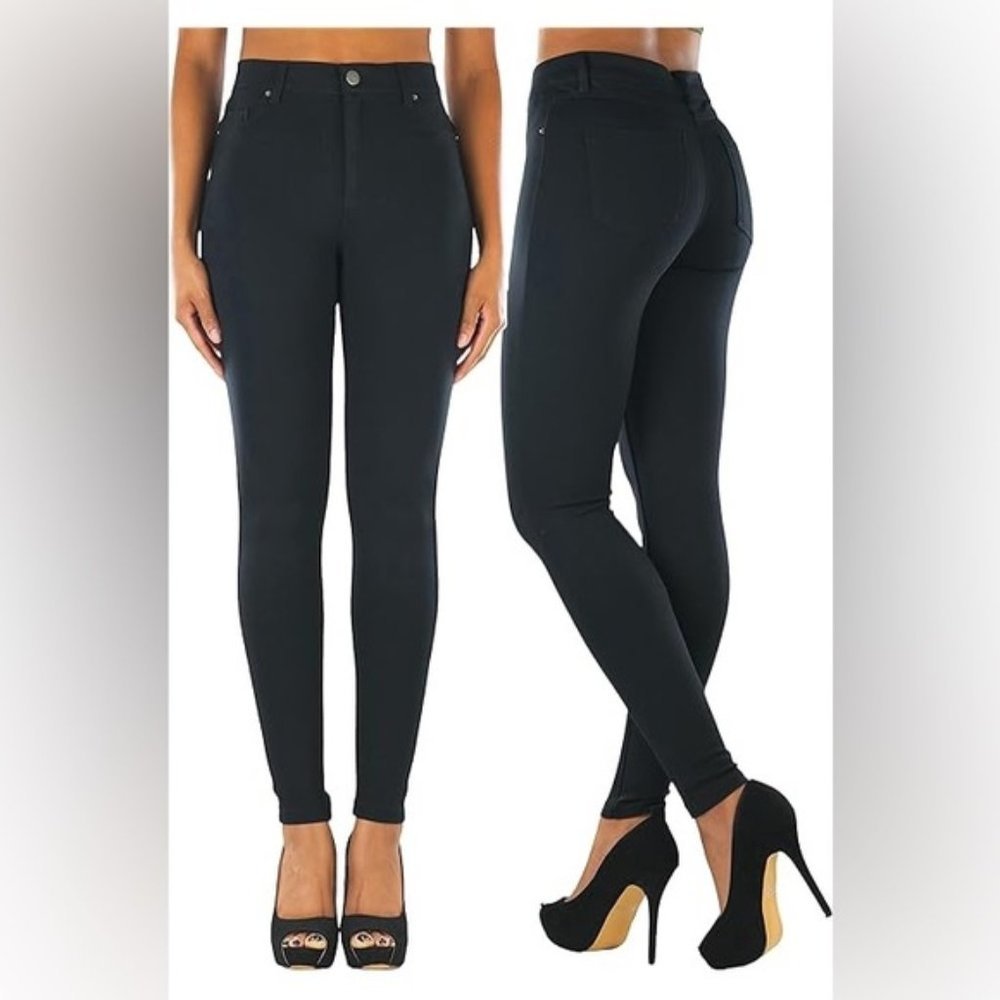 Active USA 5 Pockets Skinny Ponte Pants black